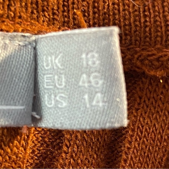 ASOS Fall Rust Orange Pumpkin Ruffle Mock Neck Sweater Stretch Ribbed FALL Cozy - Picture 7 of 9